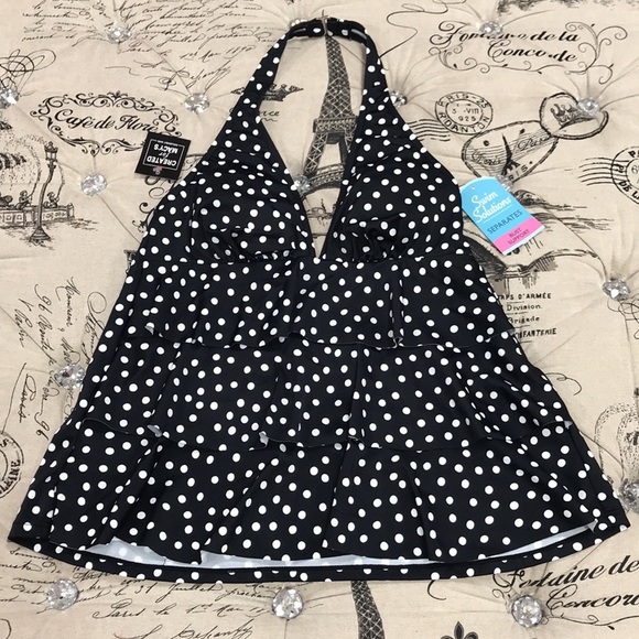 Swim Solutions Printed Halter Tankini Top - Picture 4 of 8